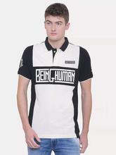 Being Human ECRU/Black Printed Polo T-Shirt For Men - BHP8030