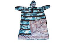 Rain Coat – Blue Texture with Black Stripe