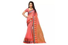 Printed Saree With Unstitched Blouse For Women-Pink