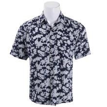 Navy Blue/White Floral Printed Shirt For Men