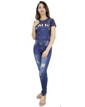 Blue Ripped Rocky Jeans Jumpsuit For Women