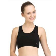 Bodycare Black Cotton/Spandex Sports Bra For Women - 1610B
