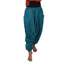 Blue Side Pocket Aladdin Pant For Women