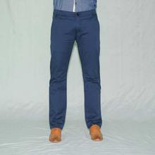Blue Strectchable Cotton Chinos For Men