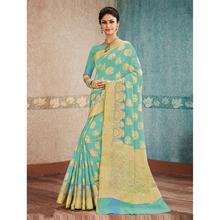 Traditional Jacquard Woven Blue Banarasi Silk Saree with Attached Blouse Piece for Wedding, Parties, Festival and Casual Occasion