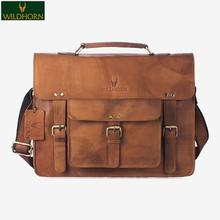 WILDHORN Nepal® Genuine Leather 15 inch Laptop Messenger Bag, Carry Handle with Adjustable Strap (MB 288A Tan)