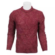 Maroon Textured Woven Sweater For Men