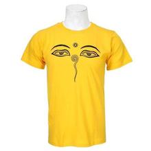 Yellow Buddha's Eye Printed 100% Cotton T-Shirt For Men - 04
