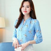 Women Spring Autumn Chiffon Blouses Tops Chiffon Blouses