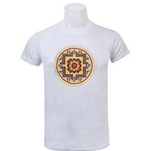 White Mandala Embroidered 100% Cotton T-Shirt For Men - 011