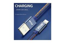 PTron Indigo USB Lightning Cable Jeans Cloth Sync Data Cable Charger For IOS Smartphones (Blue)