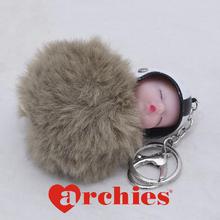 Soft Fur Baby Helmet Keyring