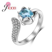 JEMMIN Fashion Fox Open Ring With shiny CZ Charm 925 Sterling Silver Women Appointment Jewelry Romantic Gift High Quality