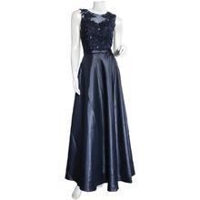 Navy Blue Front Bow Stone Embellished Gown For Women