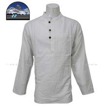 White Front Buttoned Kurta Shirt For Men