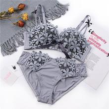 Sexy Padded Push Up Lace Bras Cotton Low Waist Lace