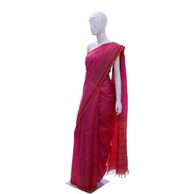 Pink Saree With Golden Line Border