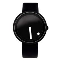 PAIDU Full Matte Black Leather Belt Turntable Watch For Women & Men