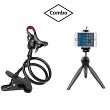 Combo Pack Of Flexible Lazy Mobile Stand + Mini Tripod Holder Stand