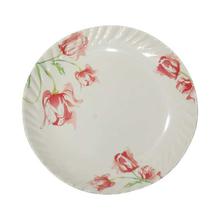 White/Red Melamine Floral Printed Plates Set - 6 Pcs