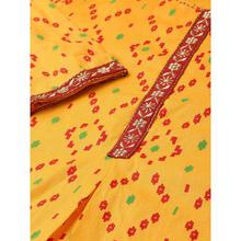 Women Mustard Yellow & Maroon Printed Straight Kurta