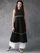 Women Black Solid A-Line Kurta