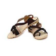 GrienYrus Women Casual Flat Synthetic Sandal Darkbrown