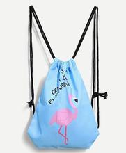 Flamingo Print Drawstring Backpack