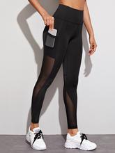 Contrast Mesh Solid Sports Leggings