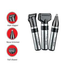 GM-572 3 in 1 Nose Hair Trimmer, Beard Trimmer and Shaver Cordless Grooming Kit