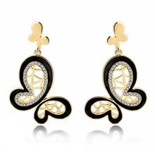 Gold Color Butterfly Earrings With Austrian Rhinestones