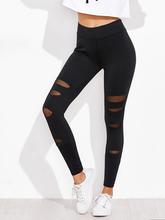 Ripped Front Mesh Insert Leggings