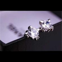 Cubic Zirconia super cute kitten Diamond Earring