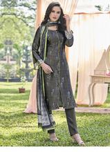 Stylee Lifestyle Grey Satin Printed Dress Material - 2098