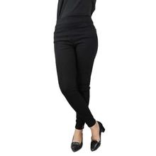 Black Solid Elastic Waist Pant For Women