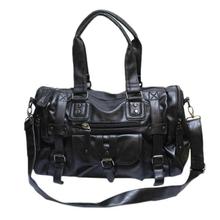 Black Solid Buckle Designed Pocket Crossbody Bag unisex