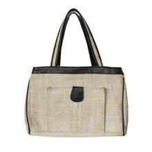 Black/Beige Nettle Hand Bag For Women - WMAB