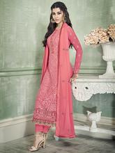 Stylee Lifestyle Pink Georgette Embroidered Dress Material - 1883