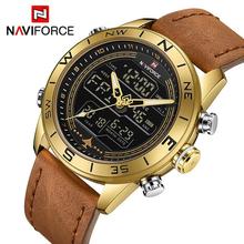 NAVIFORCE  Nf9144 Luxury Brand Army Military Leather Strap Fashion Sports Men Dual Display Watches Waterproof Wristwatch