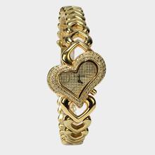 Romanson 5504QL Golden Strap Love Shaped Stoned Analog Watch For Women