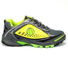 Grey/Yellow Lace Up Running Shoes For Men - 1012