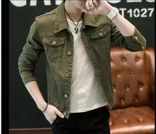 Green Slim Fit Denim Jacket For Men