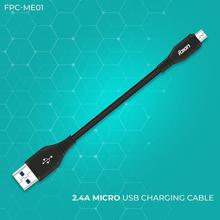 FOXIN FPC-ME01 2.4A Micro USB Charging Cable for Power Bank, 480Mbps Data Sync, Durable 10 inches USB Cable for Micro USB Devices - (Black)