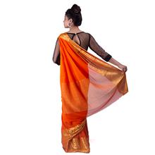 Chiffon Saree with Peacock Zari Border (ORANGE)For Women - 5012