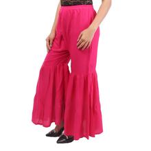 Pink Solid Flared Gharara For Women