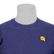 Navy Solid Cotton Fleece Sweatshirt For Men