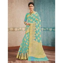 Stylee Lifestyle Blue Banarasi Silk Jacquard Saree (1748)