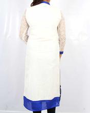 Saavya Design'S Women Embroidered Off White/ Blue Kurti