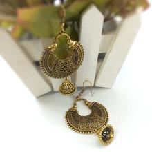Antique Gold Toned Chandbaali Designed Pinjada Drop Dangle Earrings For Women