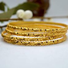 Gold Plated Self Patterned Bangles For Women- 4 pcs